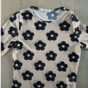 Sandy Liang Floral Mesh Long Sleeve Size Small